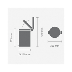 Ведро для мусора Brabantia с металлическим внутреннем ведром полированная сталь 12л схема