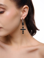 Серьги "Black Cross" из черного агата Silver