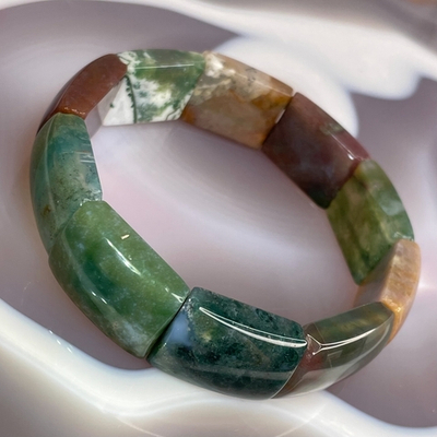 51827  Агат моховой Браслет сегмент 15*22мм (Заряжен на Удачу)