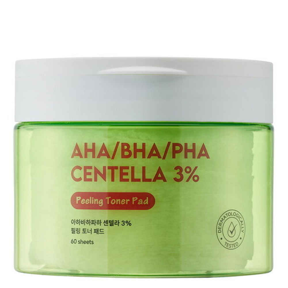 Очищающие пилинг-пэды с 3 видами кислот и центеллой азиатской ShinCos.Lab AHA/BHA/PHA Centella 3% Peeling Toner Pad, 60шт
