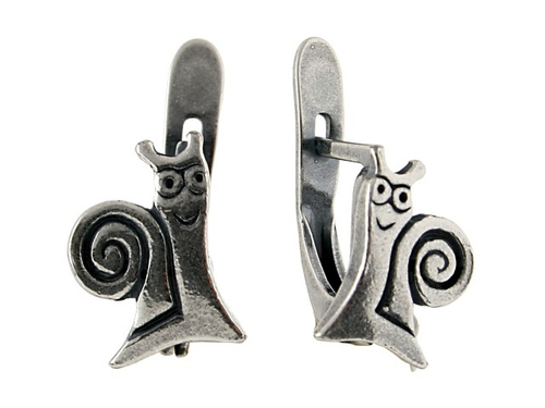 "Улита" серьги в серебряном покрытии из коллекции "Игрушки" от Jenavi с английским замком