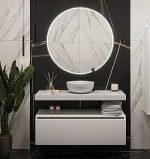 Тумба с раковиной и столешницей Armadi Art Flat 80 белый глянец