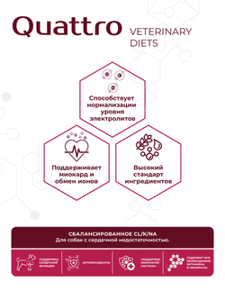 Корм для собак средних и крупных пород VD Cardiac formula CHF, диетический, при хронической сердечной недостаточности, 12 кг, QUATTRO