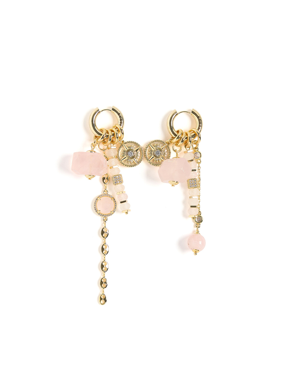 Серьги "Gess mini rose quartz" Gold
