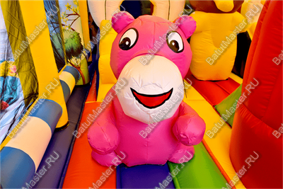 Надувной батут "Зверята с крышей 3" со скалодромом, 10*6*5 м