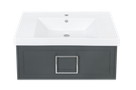 Тумба с раковиной La Fenice Cubo Grigio 80 см FNC-01-CUB-G-80 серо-зеленая матовая