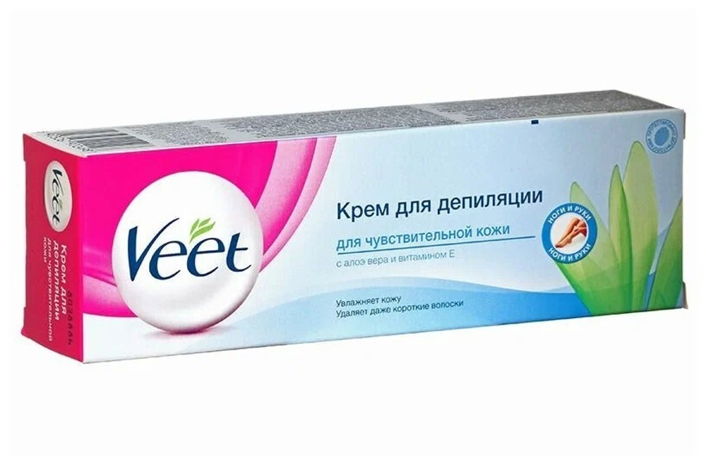 VEET Крем для депиляции для чувствительной кожи с алоэ вера и витамином Е, 100 мл (0353)