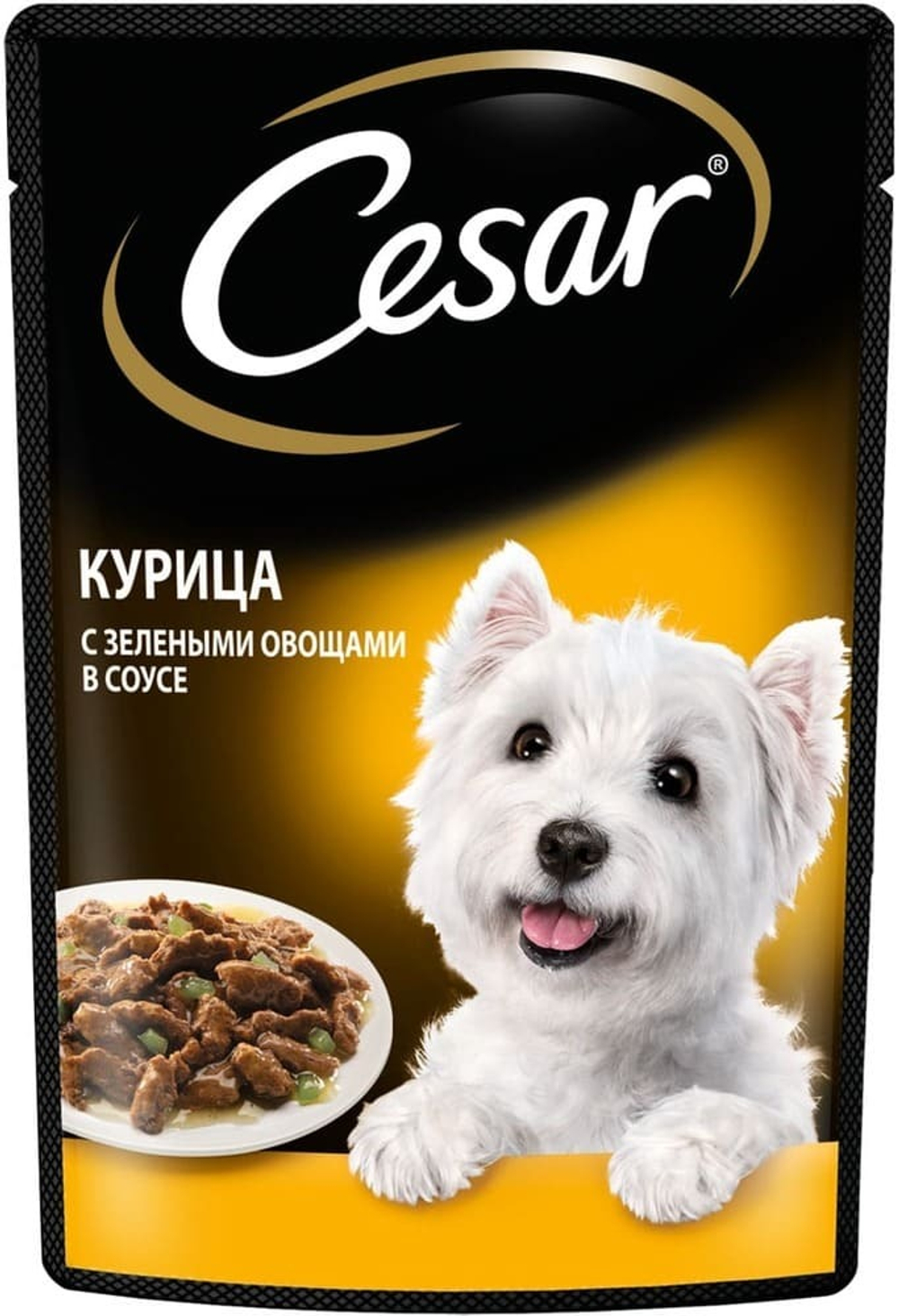 Курица с зелеными овощами в соусе, 85г влажный корм для собак, Cesar