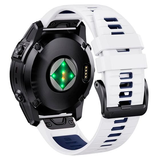 Ремешок двухцветный QuickFit 26 мм для Garmin Fenix 7x/6x/5x/5x plus/3, Descent, Tactix, Enduro, D2, Instinct 2X силиконовый (Белый/синий)