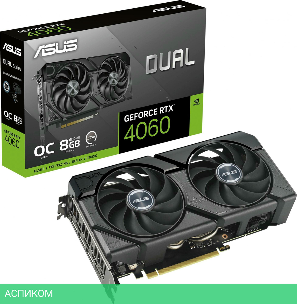 Видеокарта ASUS Dual GeForce RTX 4060 EVO OC Edition 8GB GDDR6 DUAL-RTX4060-O8G-EVO (90YV0JC7-M0NA00)