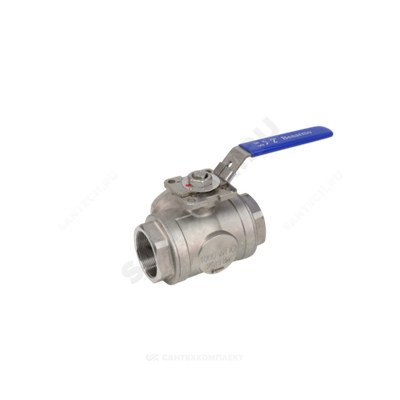 Кран шаровой нерж SS316 4030HA 3-ходовой Т-образный Ду 15 Ру63 ВР под электропривод с рукояткой ISO F03/F04 полнопроходной Benarmo