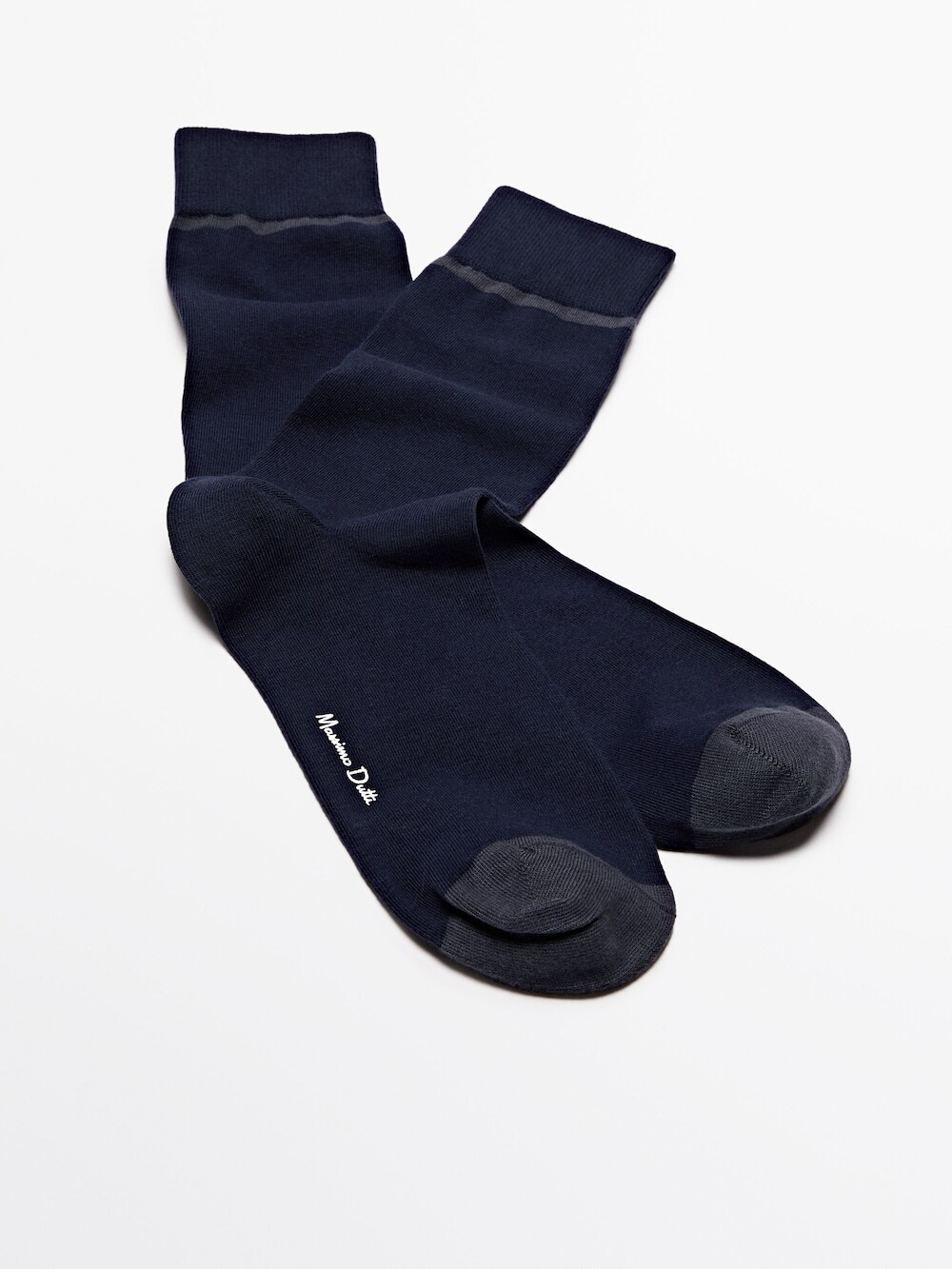 Massimo Dutti Высокие носки с контрастной горизонтальной полосой, темно-синий