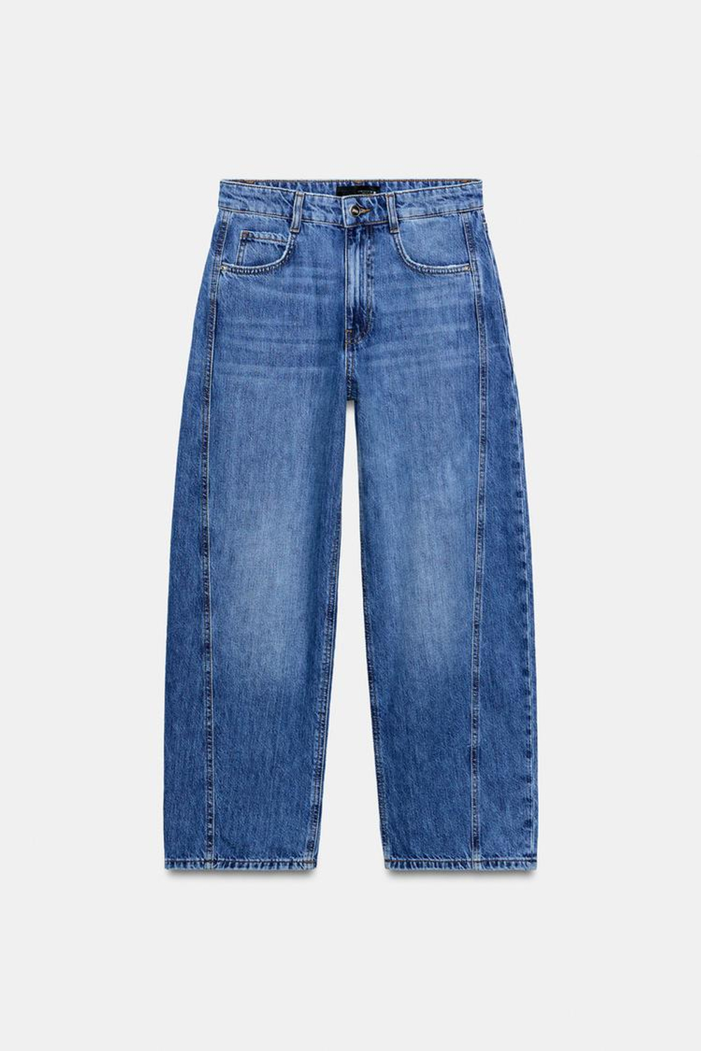 ZARA ДЖИНСЫ Z1975 BARREL, ВЫЦВЕТШИЙ СИНИЙ