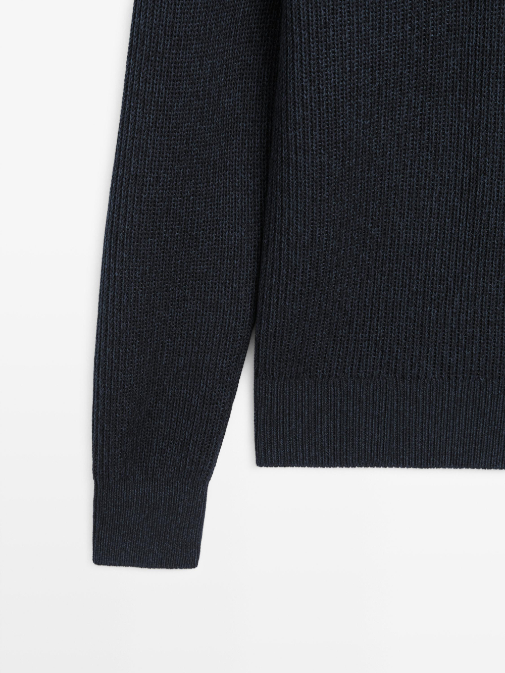 Massimo Dutti Свитер поло из хлопкового трикотажа, темно-синий