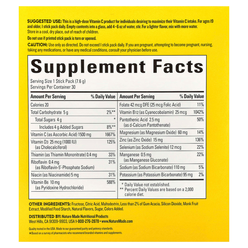 Nature Made, Wellblends™, Immune Max®, со вкусом апельсина, 30 пакетиков по 7,6 г (0,26 унции)