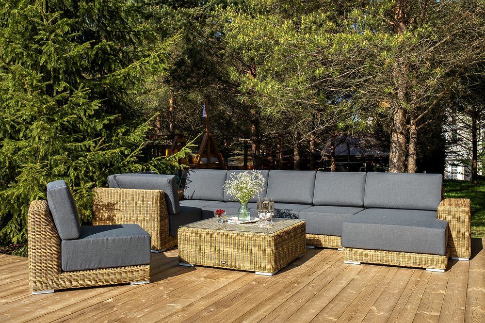 "Капри" трансформирующаяся лаунж-зона из искусственного ротанга, цвет соломенный