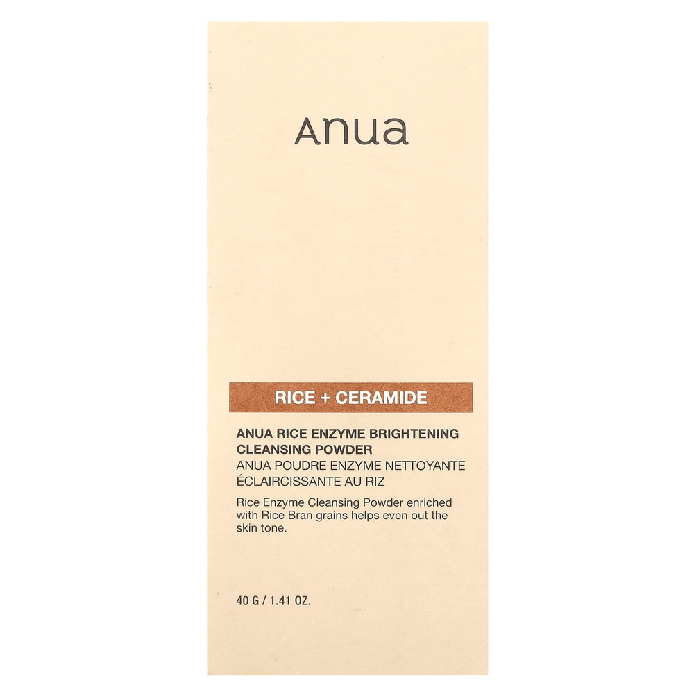 Anua, Осветляющий очищающий порошок с рисовыми ферментами, рис + керамид, 40 г (1,41 унции)