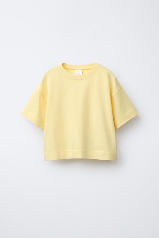 ZARA ОДНОТОННАЯ ФУТБОЛКА HEAVY WEIGHT, ЖЕЛТЫЙ