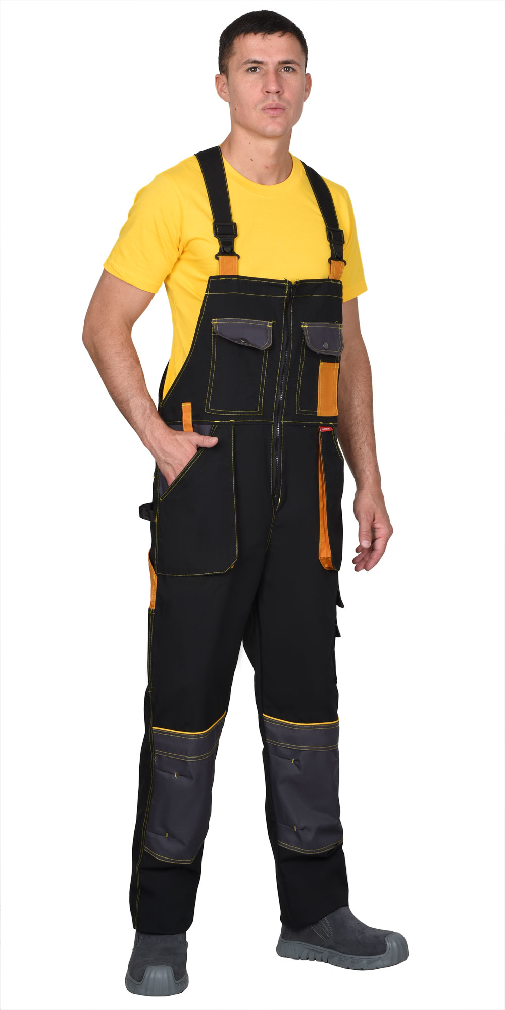 Полукомбинезон "АГАТ" черный с темно-серым - ПОД ЗАКАЗ