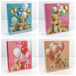 Пакет подарочный 26х32х10см "Мишки" (Микс)