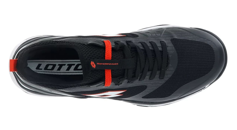 Мужские кроссовки теннисные Lotto Mirage 200 Speed - all black/all white/flame red