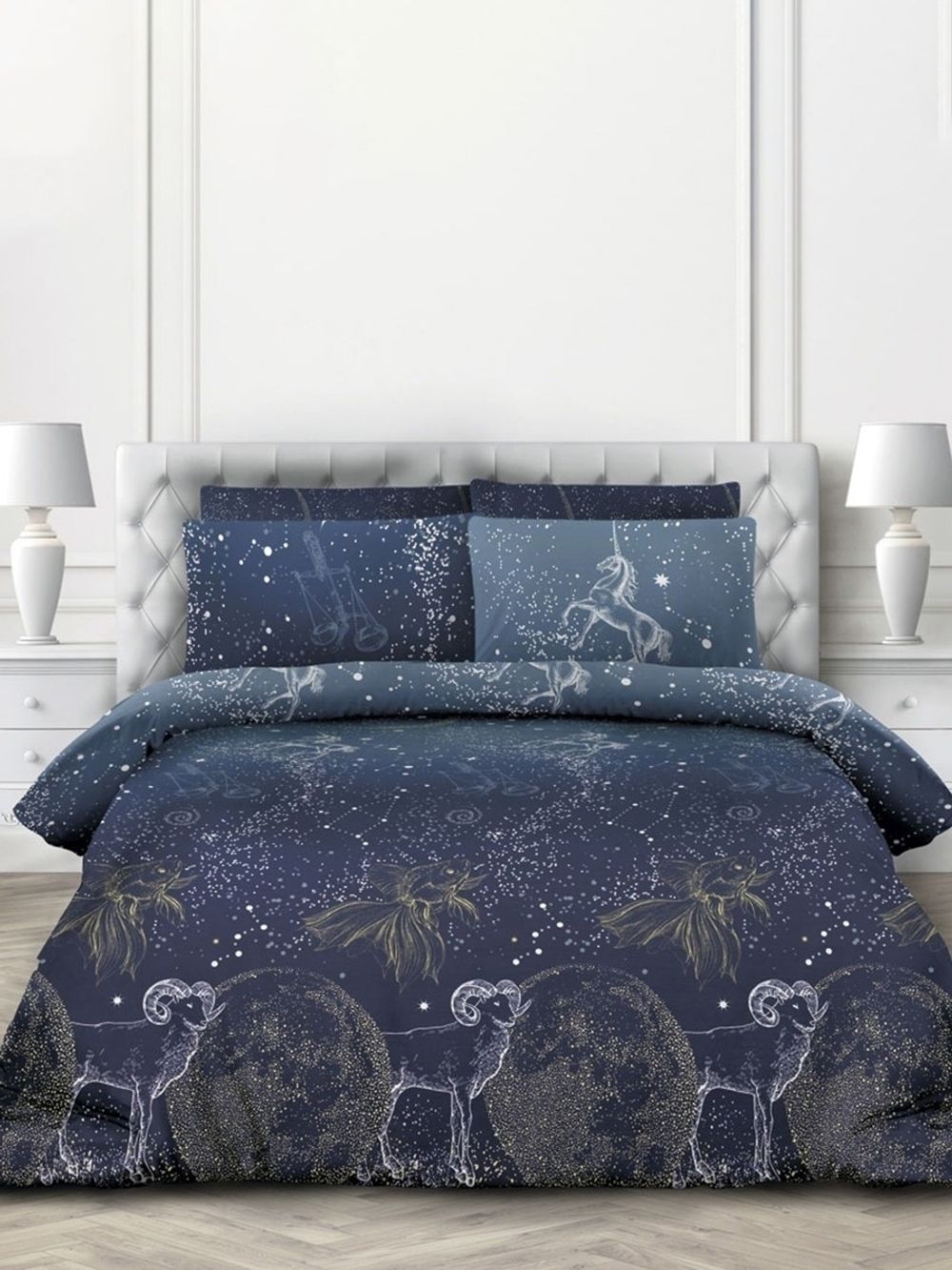 Простынь на резинке перкаль Сказка "Утренняя звезда" 90x200 см