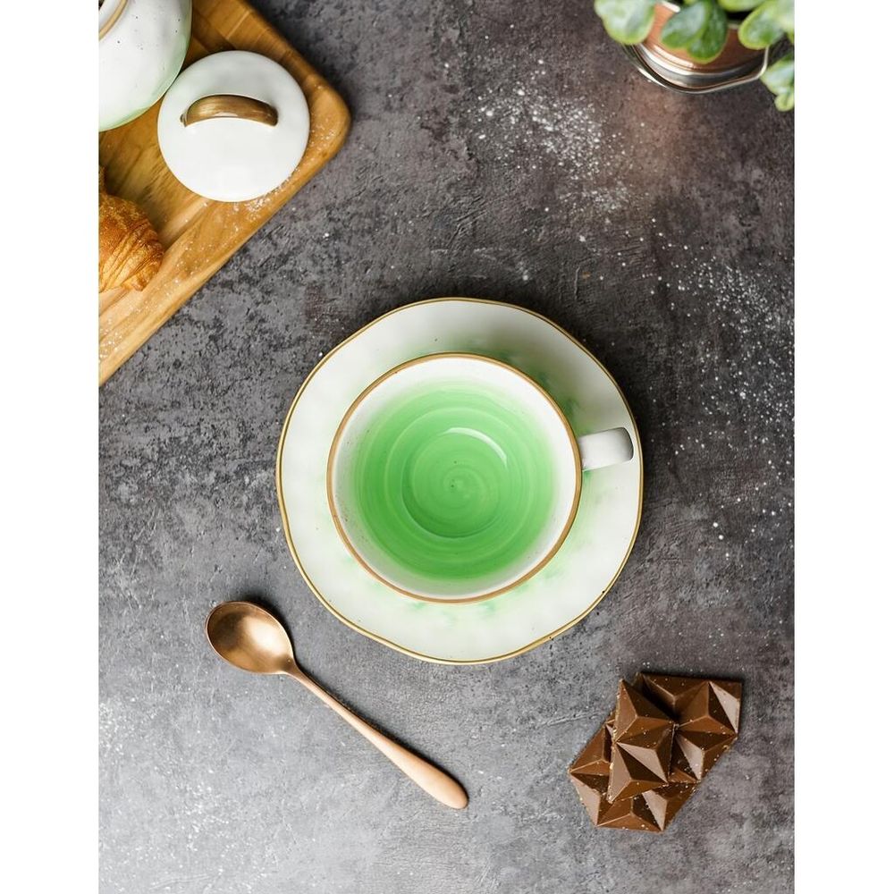 Чайная пара 240 мл d 10 см h5 см зеленая фарфор "The Sun Eco" P.L. Proff Cuisine [1]