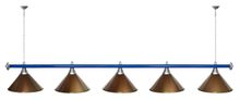 Лампа STARTBILLIARDS 5 пл. (плафоны зеленые матовые,штанга золотая,фурнитура золото)