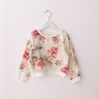 Толстовка детская с круглым воротом и цветочным принтом