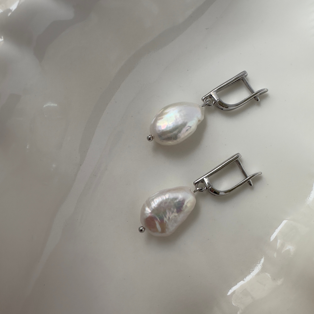 Серьги «Перламутровая Капля» — барочный жемчуг
