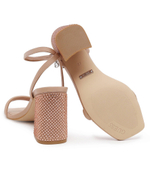 Кожаные босоножки на каблуке Guess - бежевый(FLJGEL LEA03)