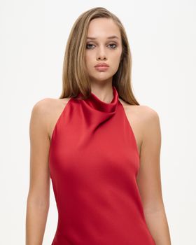 Платье из сатина с открытой спиной