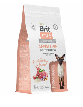Brit Care Superpremium Cat Sensitive с индейкой и ягненком для взрослых кошек, Чувствительное пищеварение