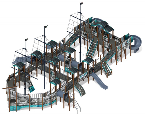 Детский игровой комплекс Баркентина Лагуна (винтовой скат) ДИК 2.03.3.06-12 H=1200 H=1500 H=2000