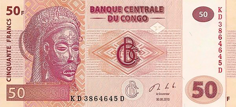 Банкнота 50 франков 2013 год, Конго. UNC
