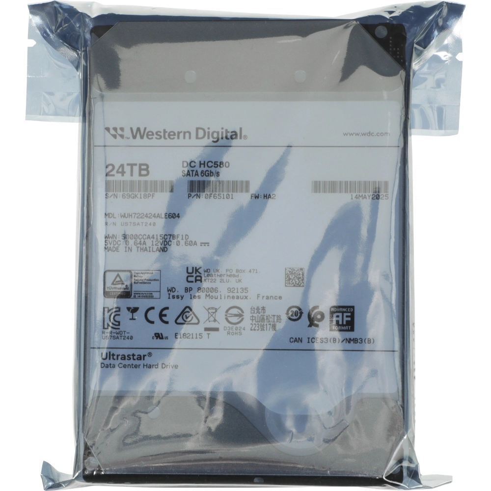 Жесткий диск WD SATA-III 24TB 0F65101/0F62821 WUH722424ALE604 Server Ultrastar