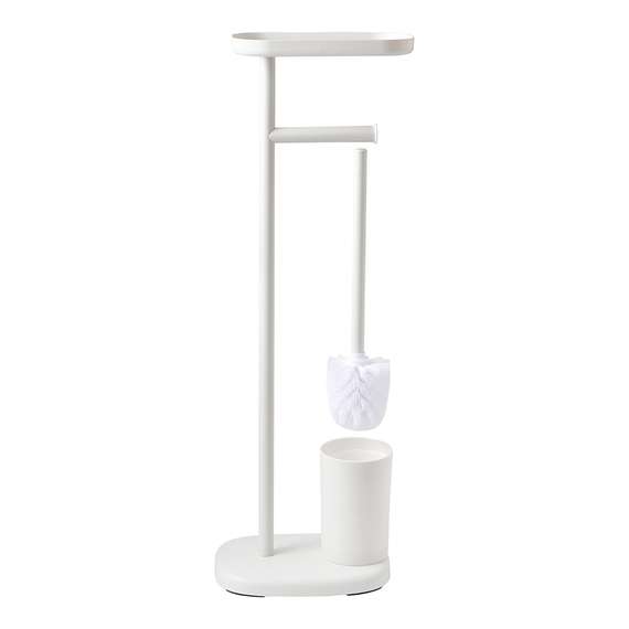 Держатель для туалетной бумаги с полочкой и ершиком slim, белый