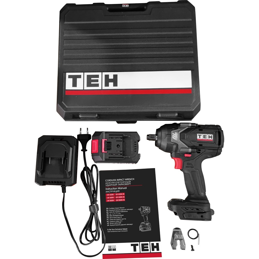 Аккумуляторный ударный гайковерт TEH LW850N-1B 20V