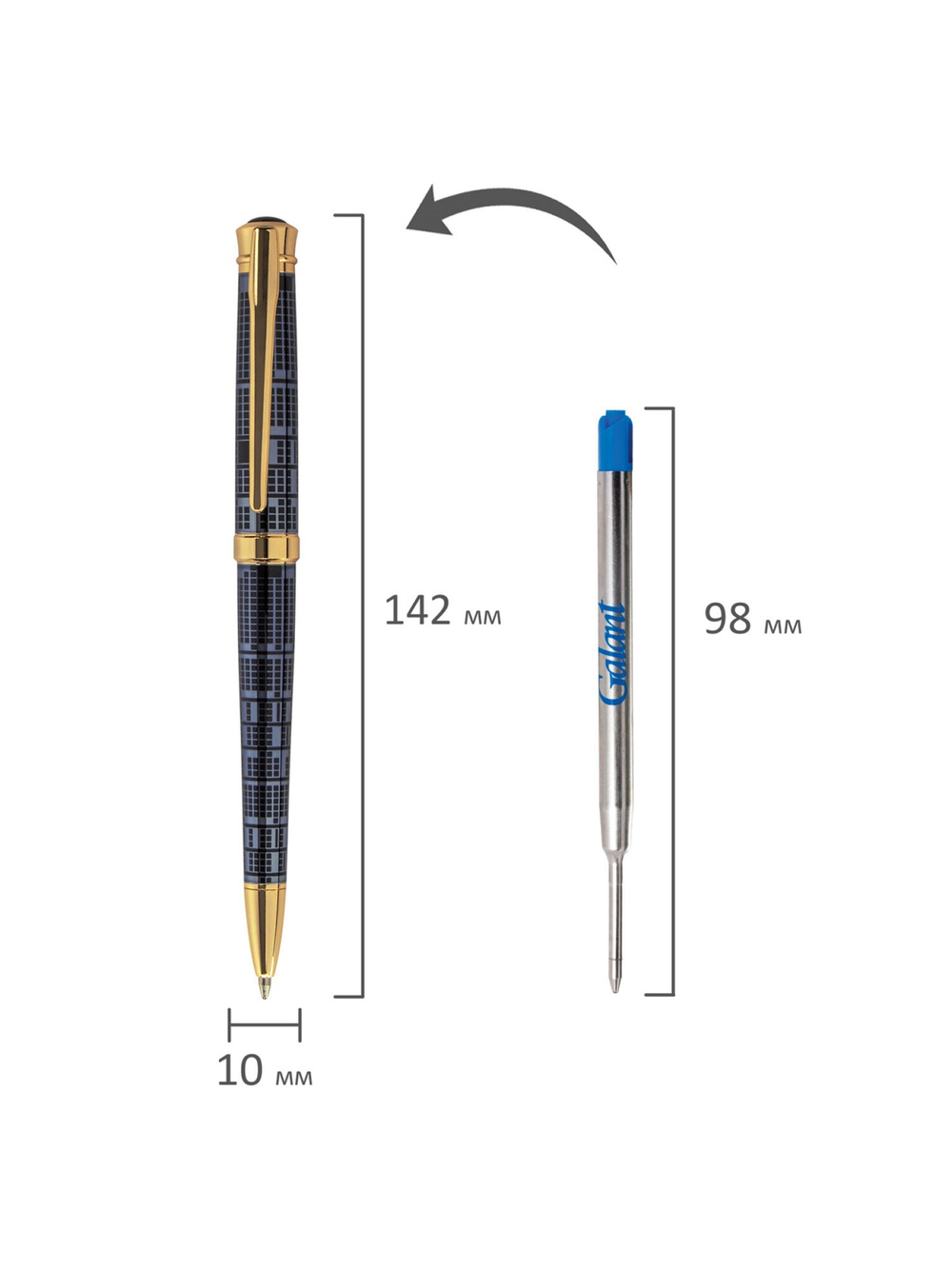 Ручка шариковая Galant "Traforo" синяя, 0,7мм, поворотная, подарочная упаковка