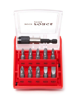 Набор бит с битодержателем 11пр., 1/4''(PH1,2,3 PZ1,2,3, SL5.5, 6.5) RockForce##Rock FORCE RF-21112