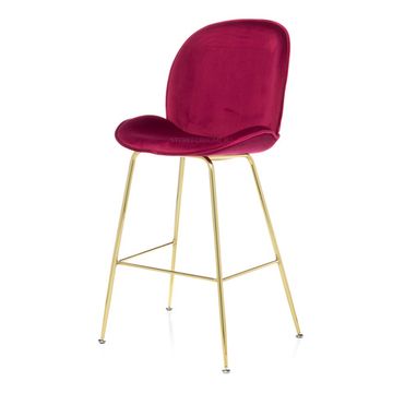 Барный стул Beetle красный велюр