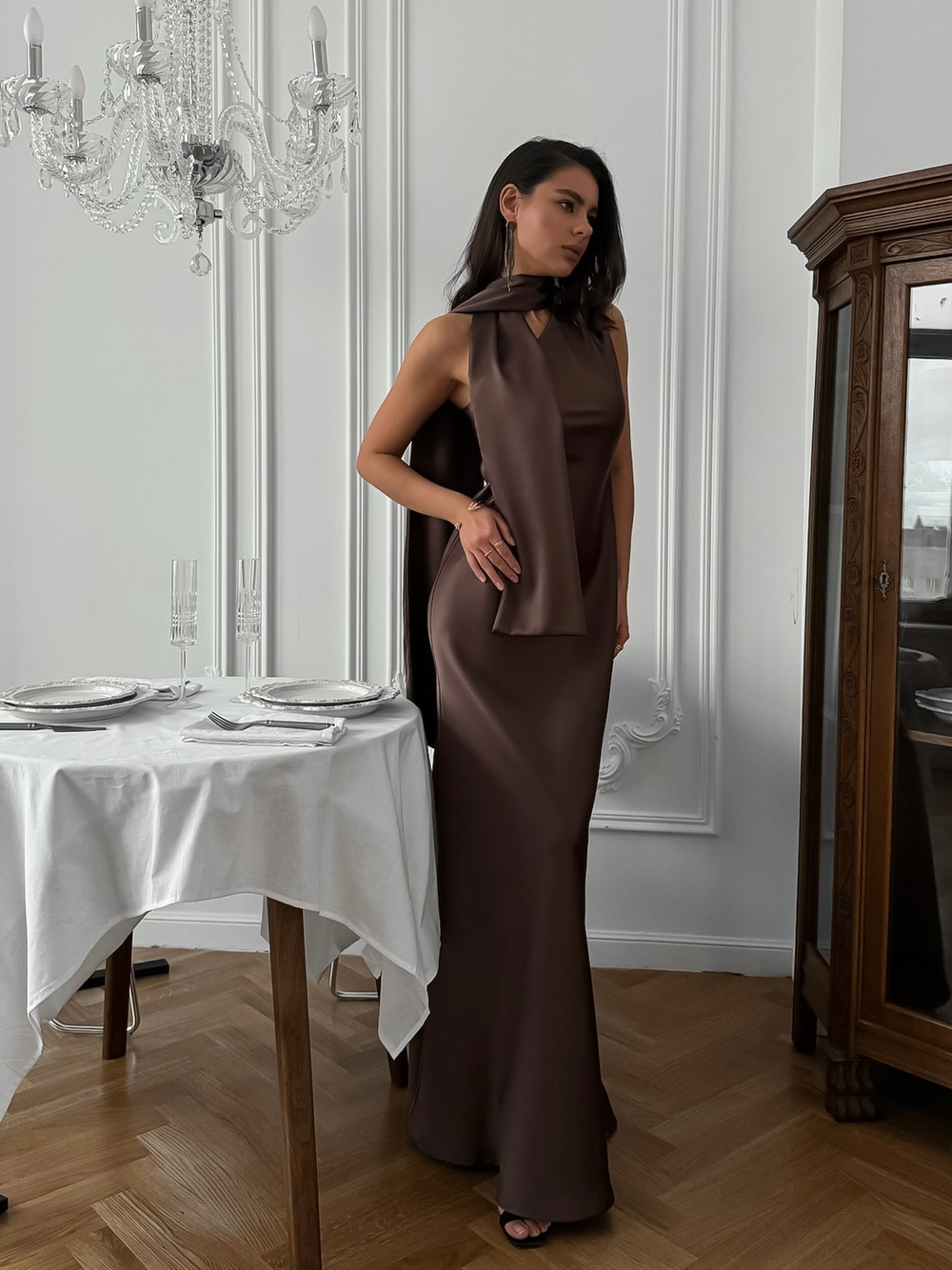 Платье из атласной ткани Mulberry