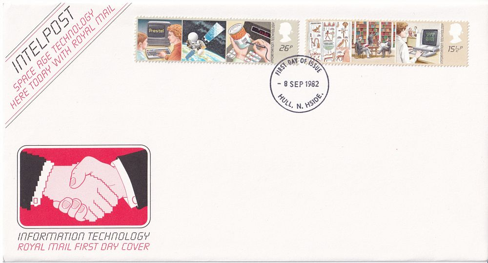 Конверт Первого дня Великобритании от 8 сентября 1982 года с двумя марками и спецгашенем