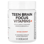 Codeage, Teen Brain Focus Vitamins +, 60 растительных капсул