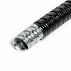 Металлорукав 15мм в ПВХ (20м) с проволокой для протяжки - защита кабеля в стенах, полу, на улице. Оцинкованная сталь.