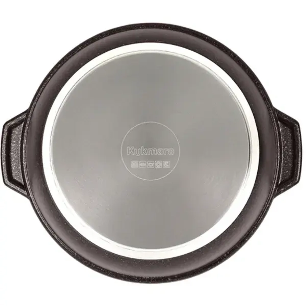 Кастрюля-жаровня 4л «Marble Induction»(кофейный мрамор) со стеклянной крышкой жмки41а