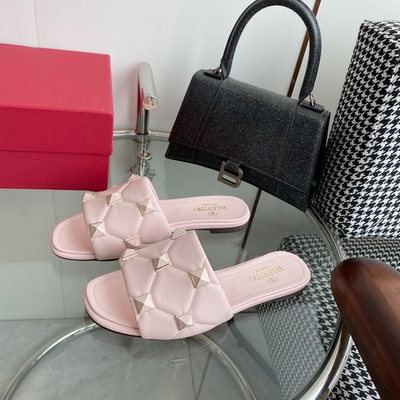 Valentino Flat Roman Stud Slide Sandal
