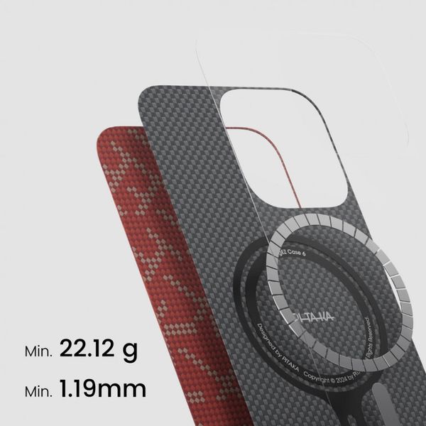 Чехол Pitaka Tactile Woven для iPhone 16 Pro, Красный монограм |Monogram Gold/Red