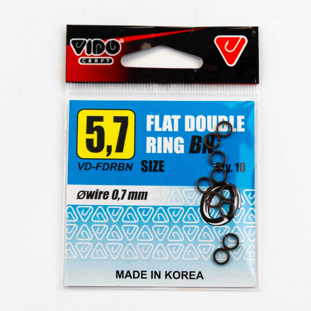 Кольцо заводное Vido Craft Flat Double Ring, Черный никель (10шт/уп)