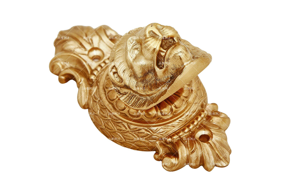 Ручка латунная каминная Лев